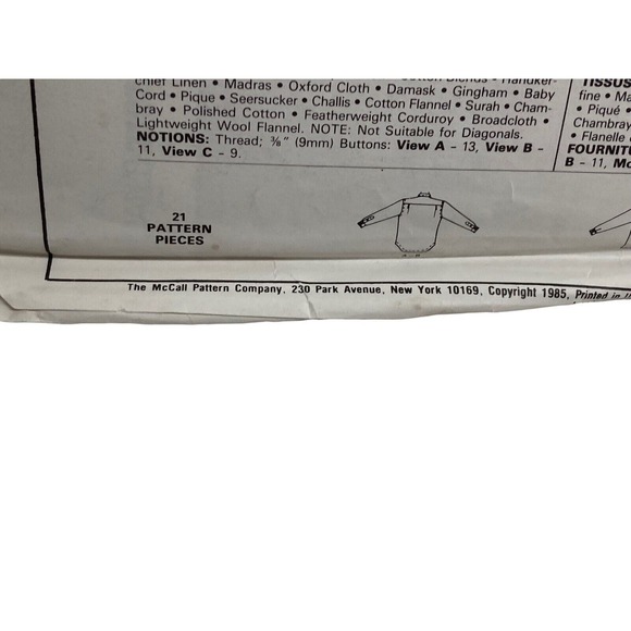 Mccalls 2102 The Gap Misses Button Front Shirt Sewing Pattern Size 16 Vintage - Picture 3 of 7